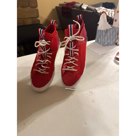 Converse Chuck Taylor All Star High-Top Sneakers Red/White/Blue Striped Accents - Picture 2 of 12